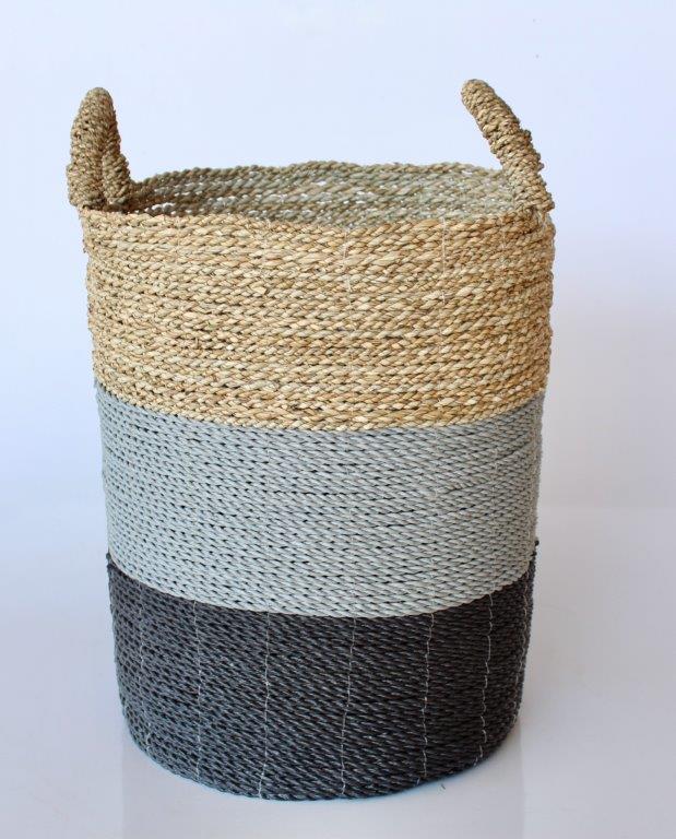 Set Of 4 Natural, Grey & Black Baskets